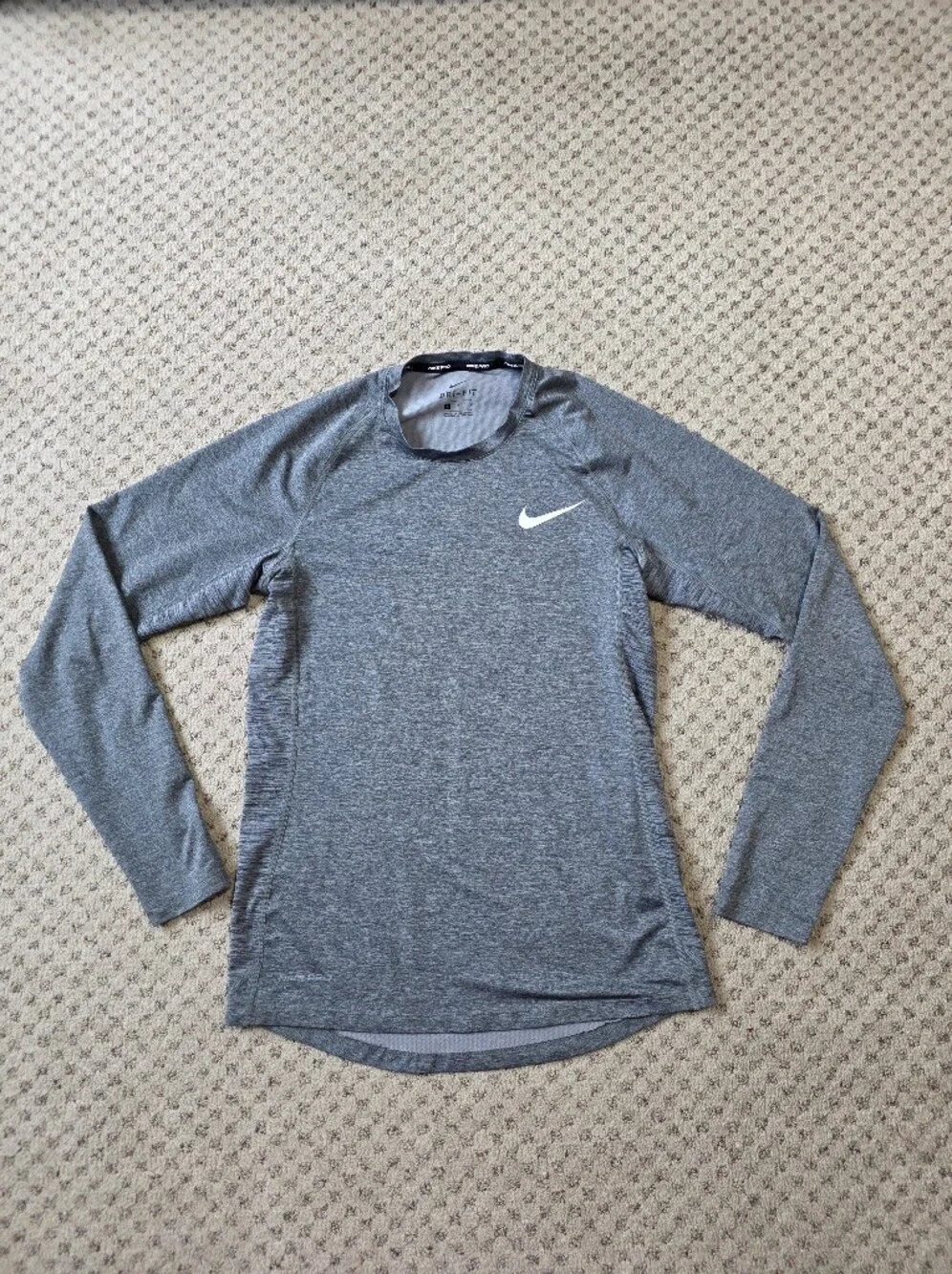 Nike Pro Men’s Long Sleeve Dri-FIT Crew Shirt - Heather Gray